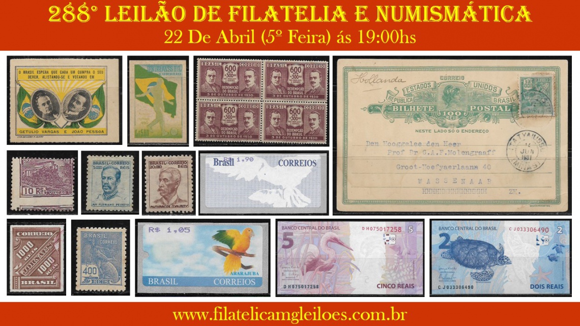 288º Leilão de Filatelia e Numismática