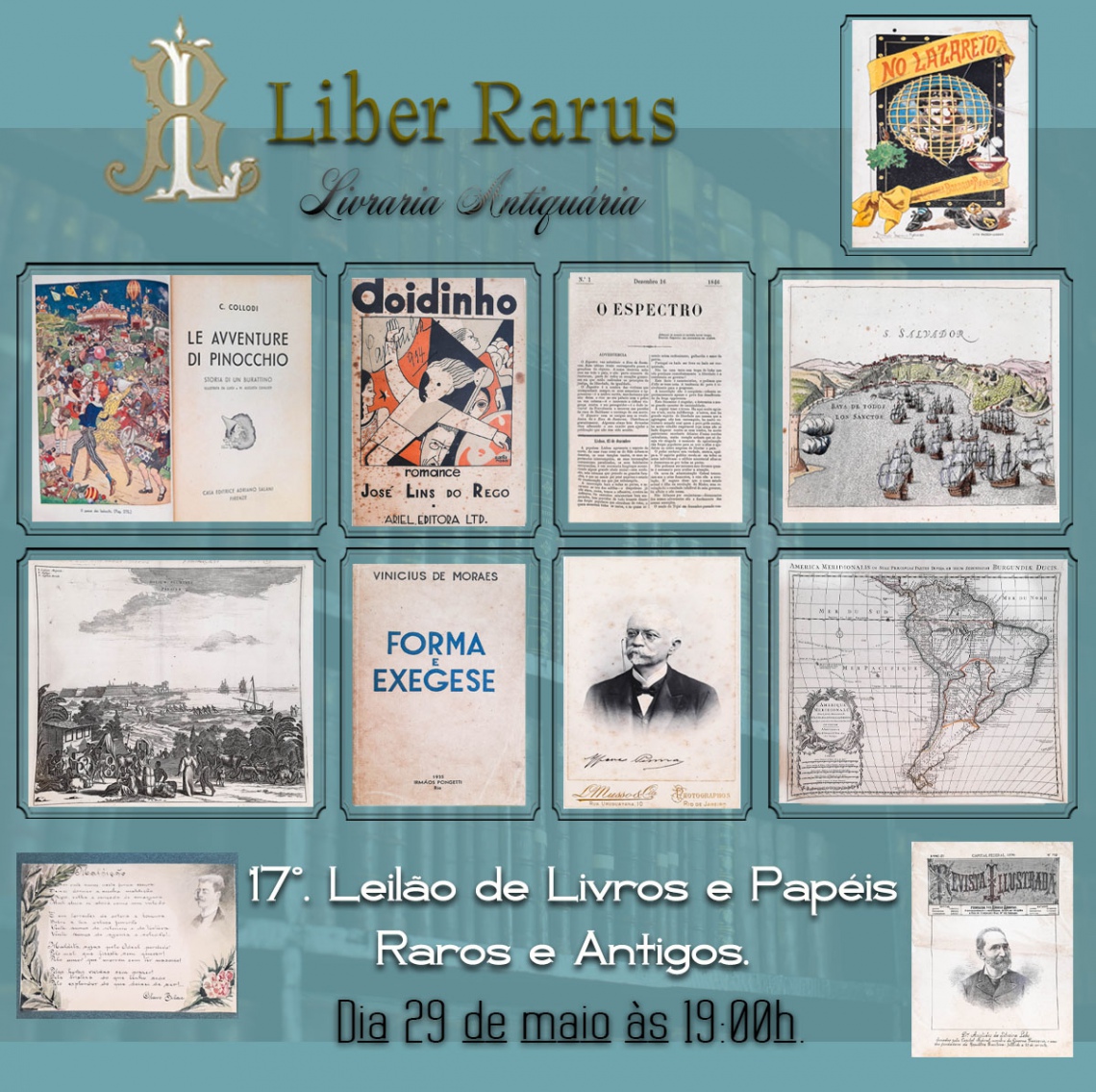 17º Leilão de Livros e Papéis Raros e Antigos - Liber Rarus - 29/05/2021 - 19h00