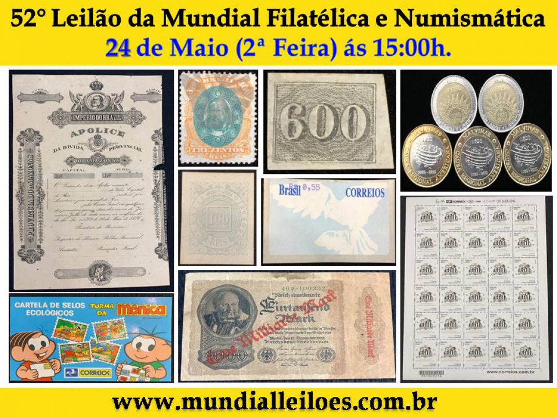 52º Leilão Mundial de Filatelia e Numismática