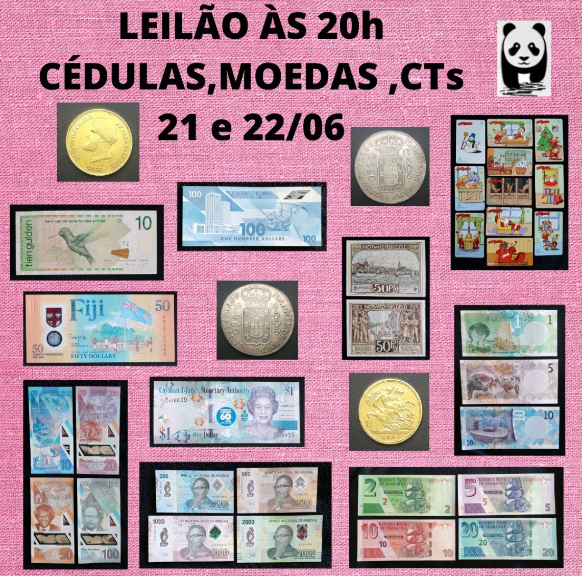 14o. LEILÃO PANDA - COM CÉDULAS, MOEDAS E CARTÕES TELEFÔNICOS.
