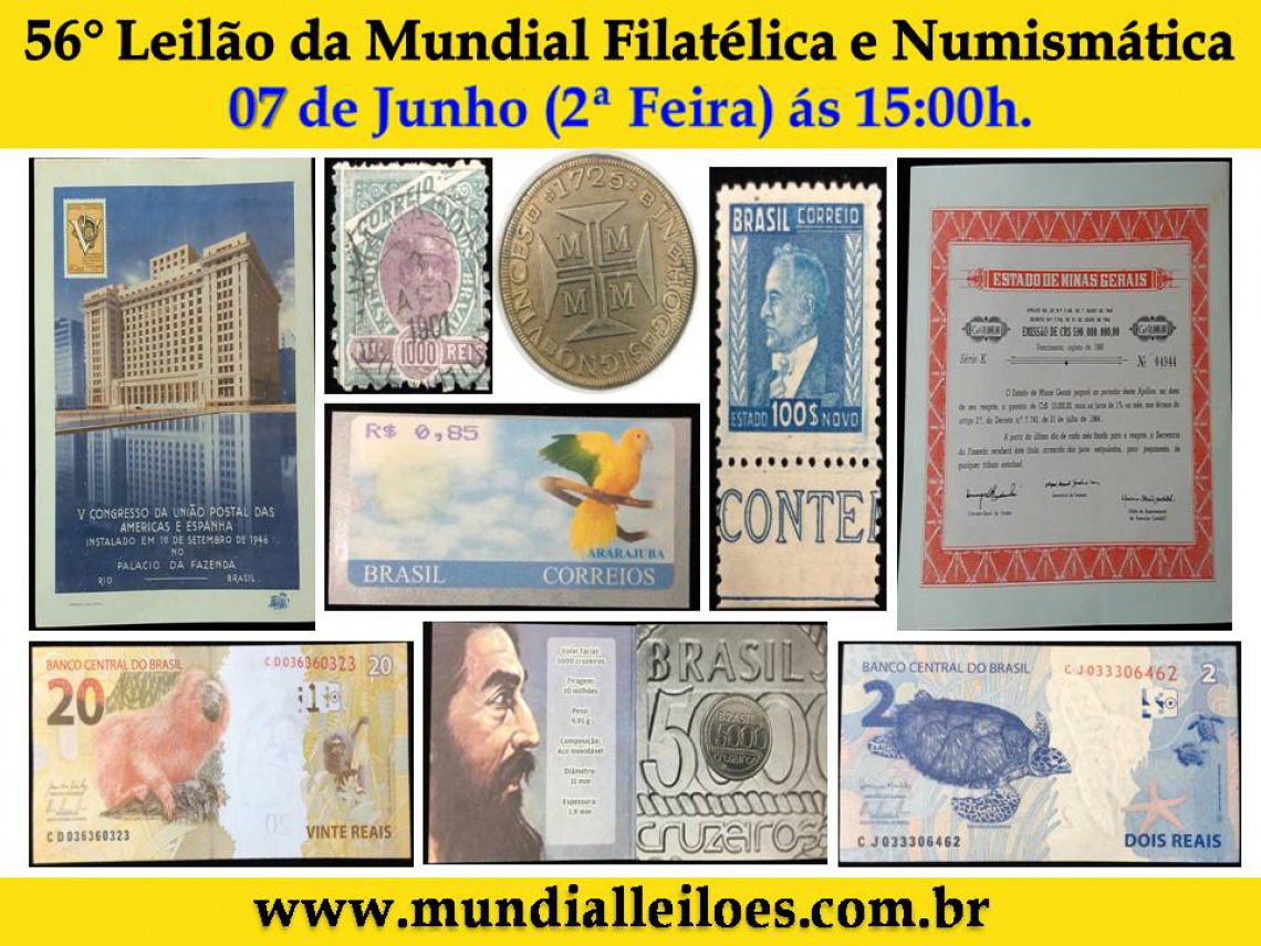 56º Leilão da Mundial de Filatelia e Numismática