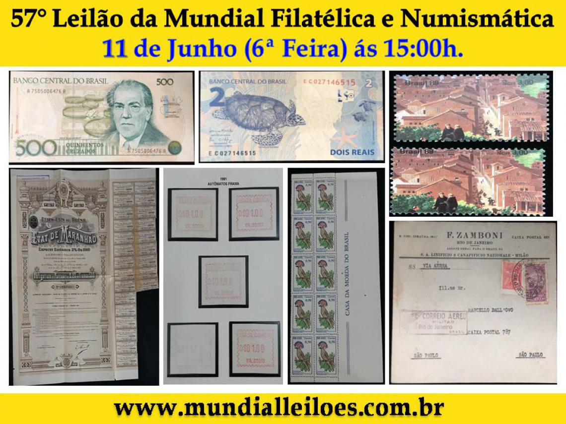 57º Leilão da Mundial de Filatelia e Numismática