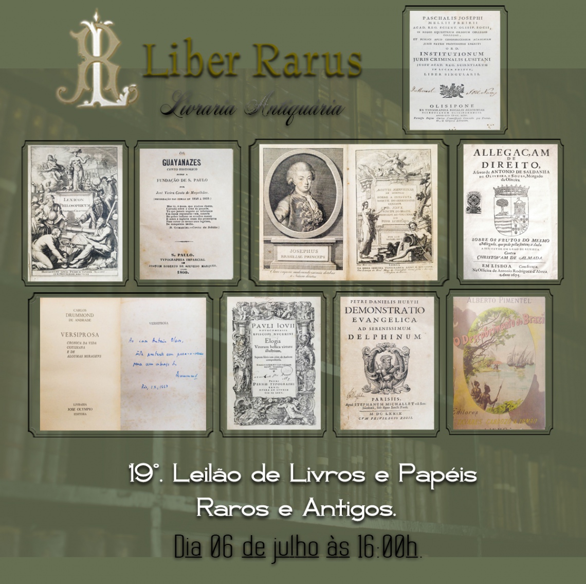 19º Leilão de Livros e Papéis Raros e Antigos - Liber Rarus - 06/07/2021 - 16h00