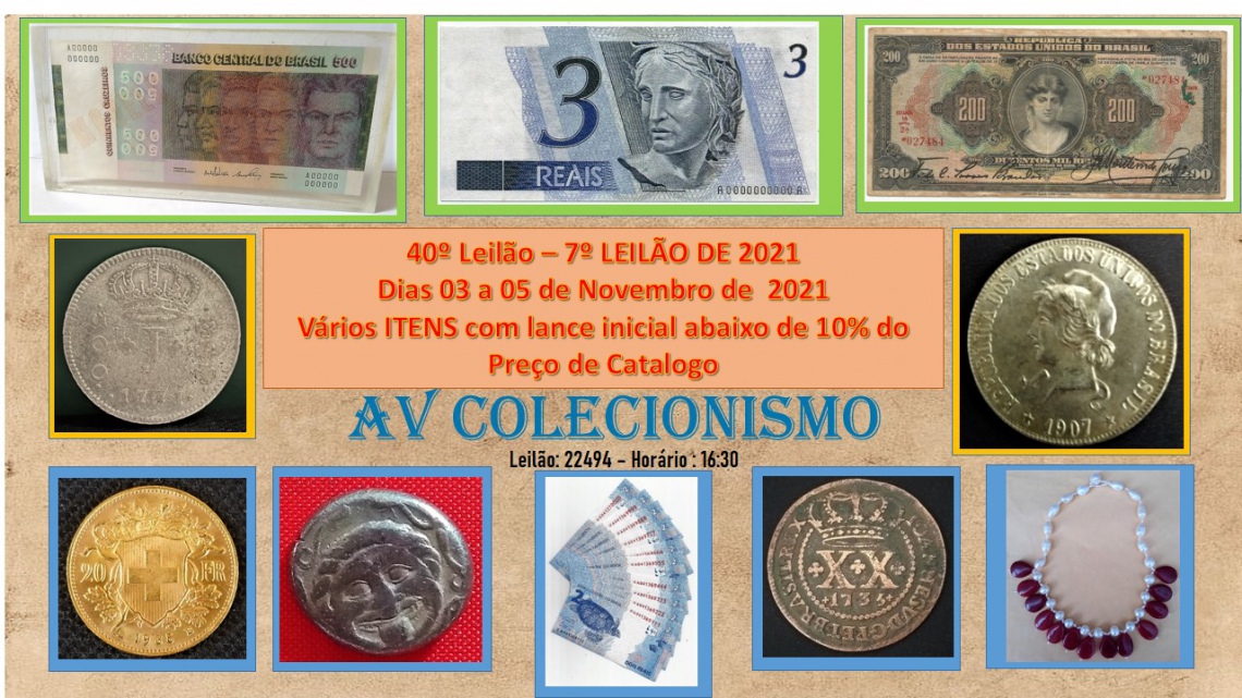 40º Leilão - AVCO - Filatelia - Numismática - Colecionáveis