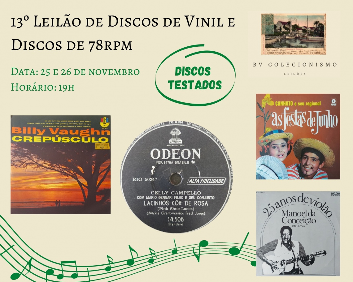13º LEILÃO DE DISCOS DE VINIL e DISCOS de 78 rpm