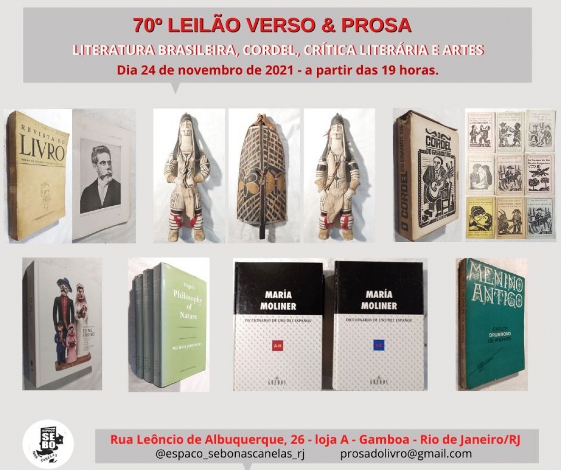 70º LEILÃO VERSO & PROSA: LITERATURA BRASILEIRA, CORDEL, CRITICA LITERÁRIA E ARTES