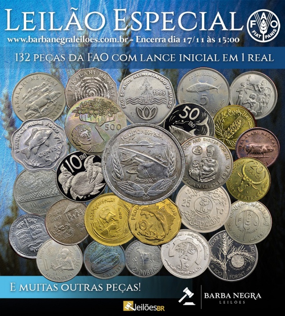 15º LEILÃO BARBA NEGRA DE NUMISMÁTICA - ESPECIAL COM 132 PEÇAS FAO COM LANCE INICIAL DE R$1,00