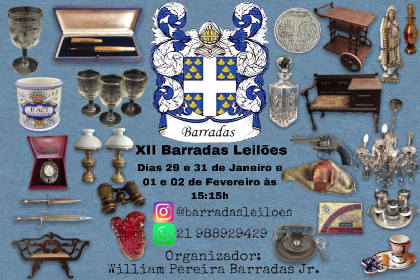 XIII Barradas Leilões - Residenciais - Móveis, joias, antiguidade cristais, tapetes e obras de arte