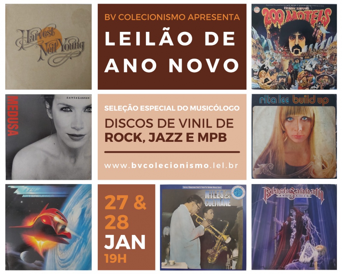 LEILÃO DE ANO NOVO! SELEÇÃO ESPECIAL DO MUSICÓLOGO: DISCOS DE VINIL, ROCK, JAZZ, MPB