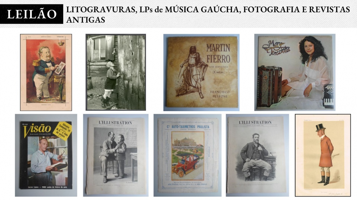 5º Leilão Avenida - Litogravuras, LP´s de Música Gaúcha, Fotografia e Revistas Antigas