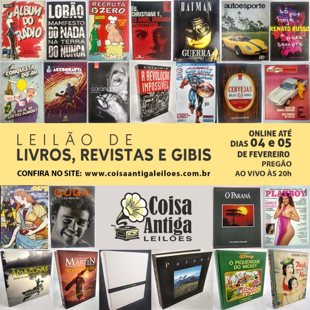 LEILÃO DE LIVROS, REVISTAS E GIBIS - COISA ANTIGA LEILÕES