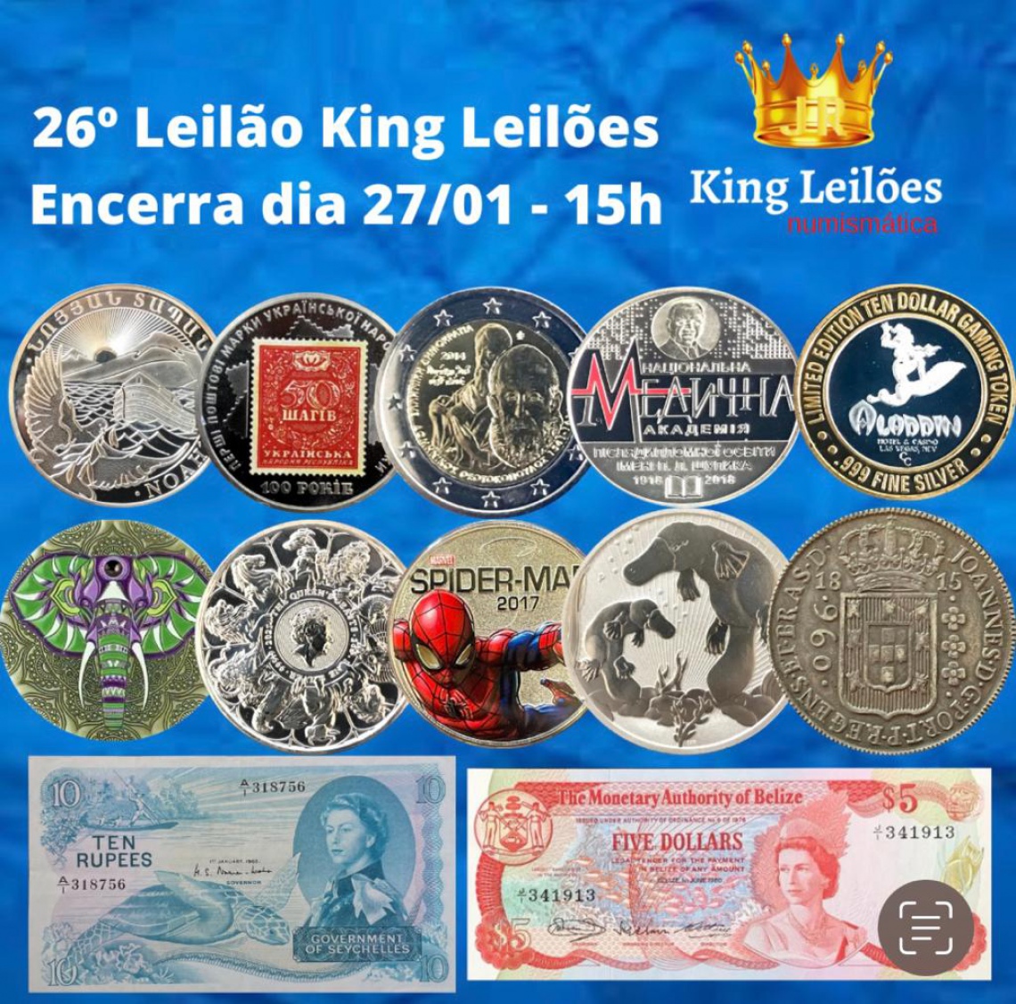 26º LEILÃO KING LEILÕES DE NUMISMÁTICA, MULTICOLECIONISMO E ANTIGUIDADES