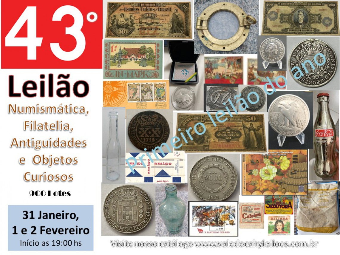43º Grande Leilão de Numismática, Filatelia, Antiguidades e Objetos Curiosos