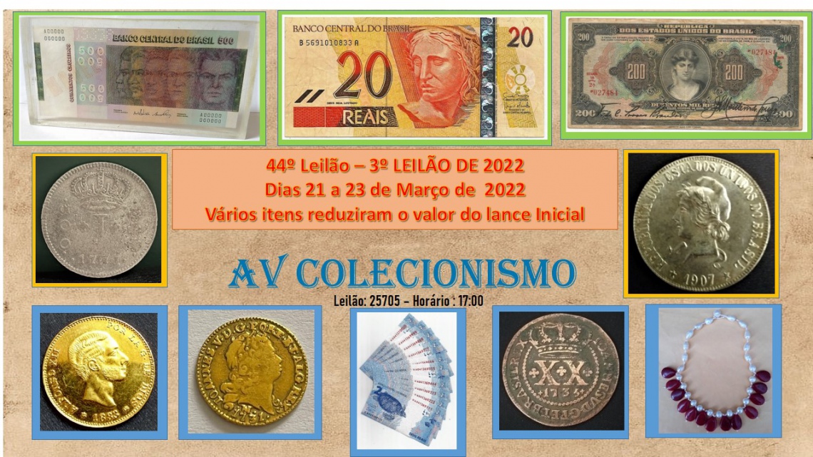 44º Leilão - AVCO - Filatelia - Numismática - Colecionáveis