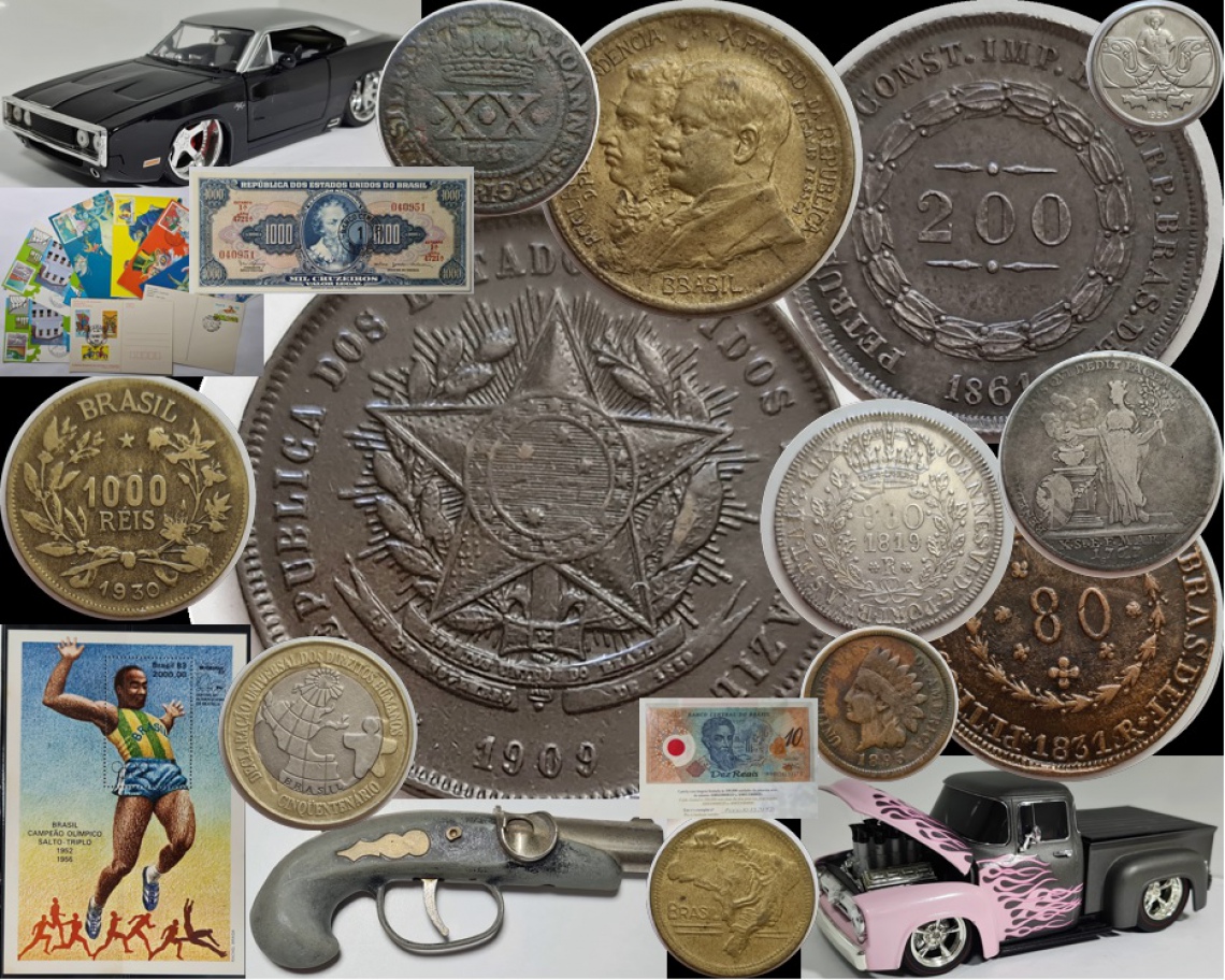 Leilão de Colecionismo em Geral - moedas, cédulas, selos, carrinhos e afins