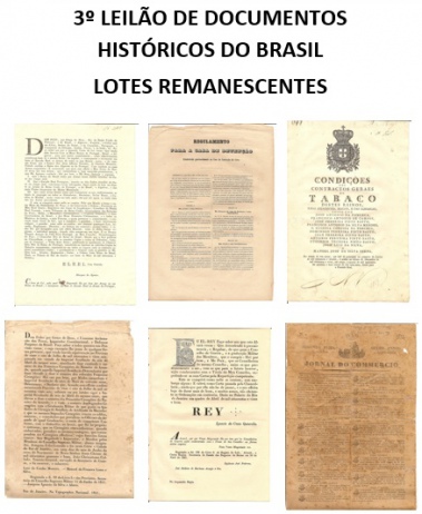 3º LEILÃO DE DOCUMENTOS HISTÓRICOS DO BRASIL (LOTES REMANESCENTES COM DESCONTOS).