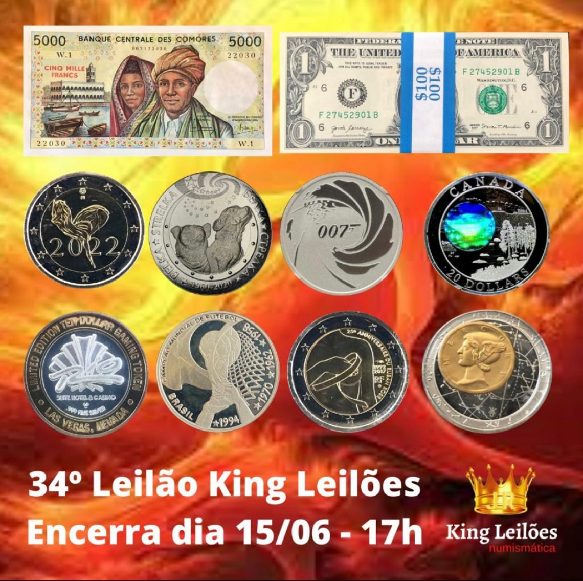 34º LEILÃO KING LEILÕES DE NUMISMÁTICA, MULTICOLECIONISMO E ANTIGUIDADES
