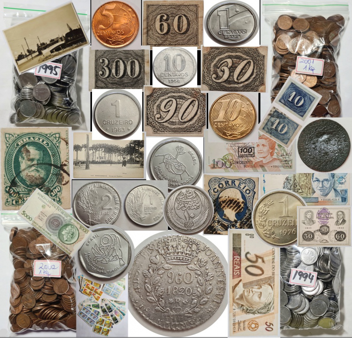 Leilão de Colecionismo Geral - moedas, cédulas, selos, postais e afins.