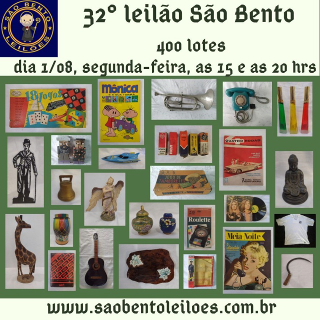 32º leilao Sao bento de antiguidades, brinquedos e colecionismo