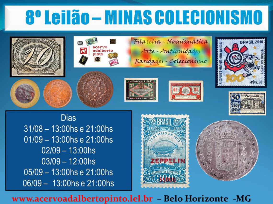 8º Leilão de Peças Notáveis de Numismática, Filatelia, Objetos de Arte, Colecionismo e Afins