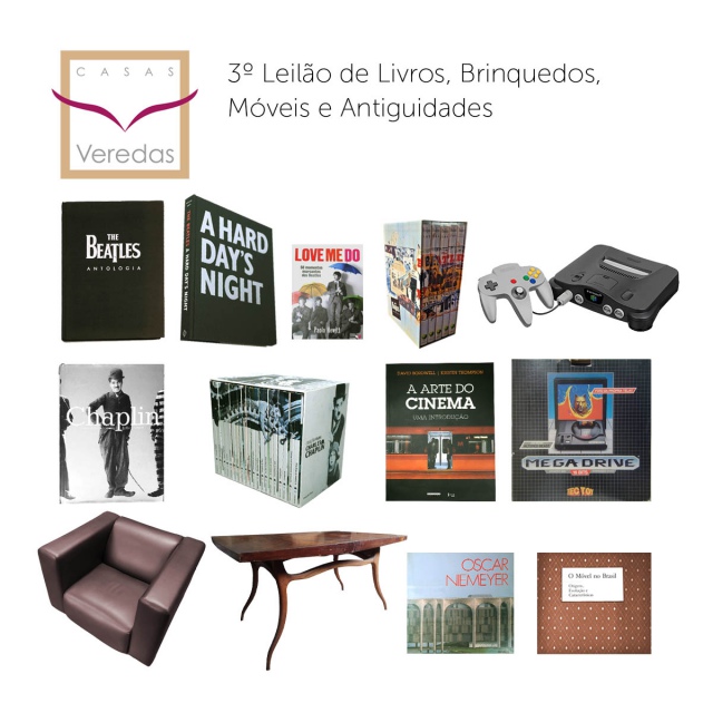 3º Leilão Casas Veredas: Móveis, Livros, Discos e Antiguidades