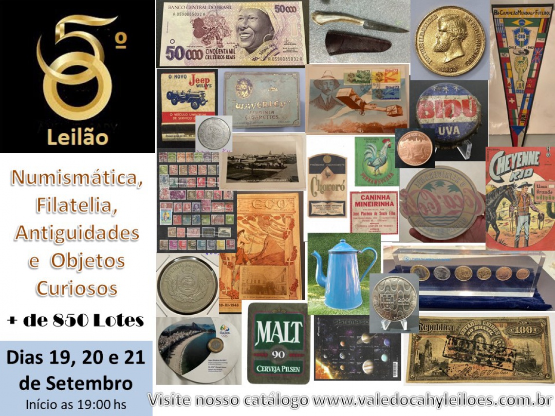 50º Grande Leilão de Numismática, Filatelia, Antiguidades e Objetos Curiosos