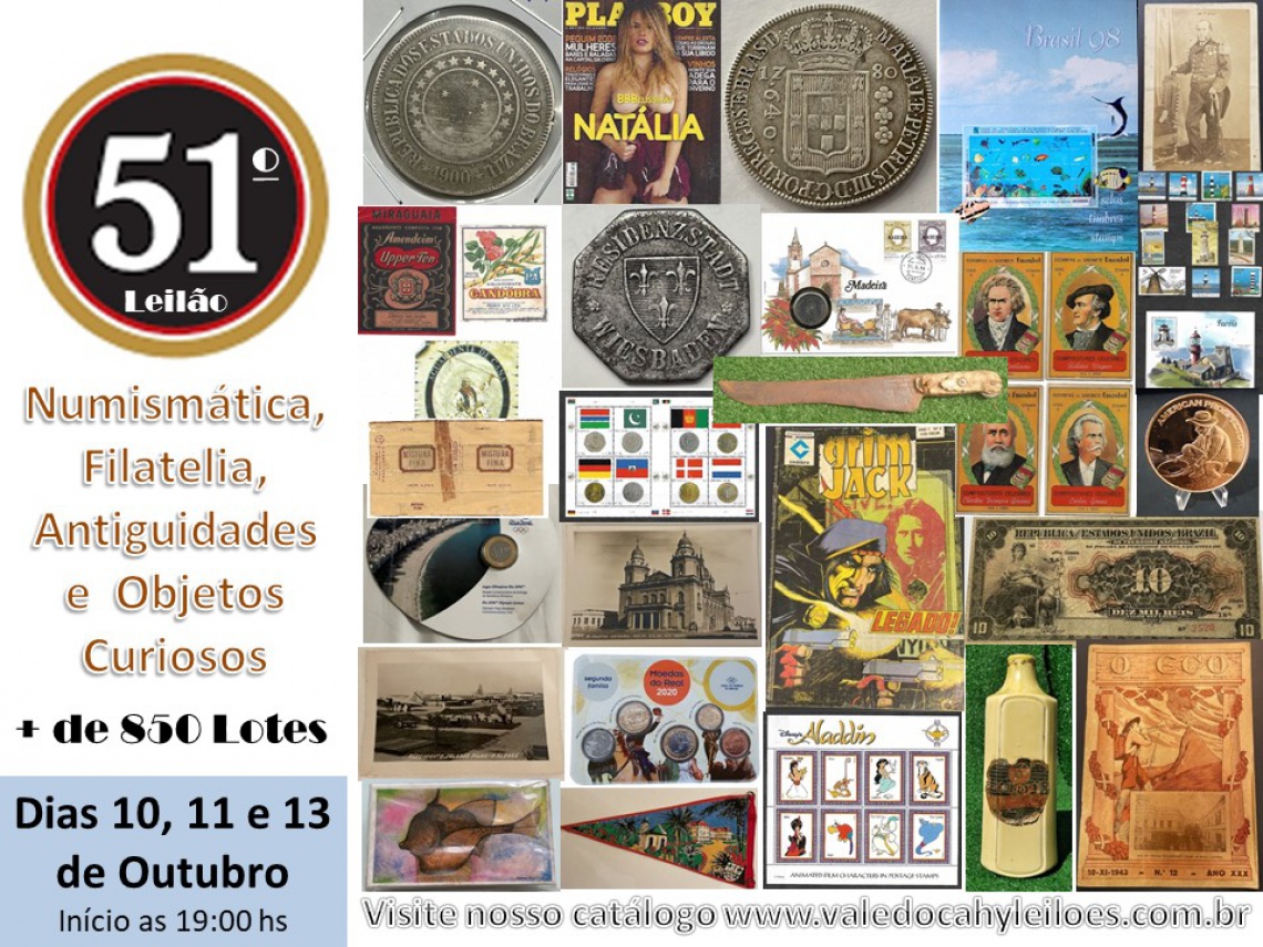 51º Grande Leilão de Numismática, Filatelia, Antiguidades e Objetos Curiosos