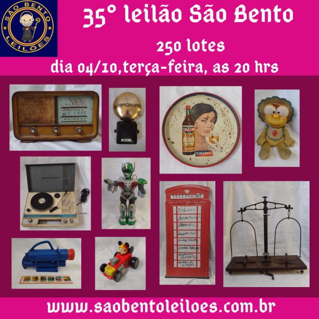 35º leilão São Bento de brinquedos, colecionismo e antiguidades