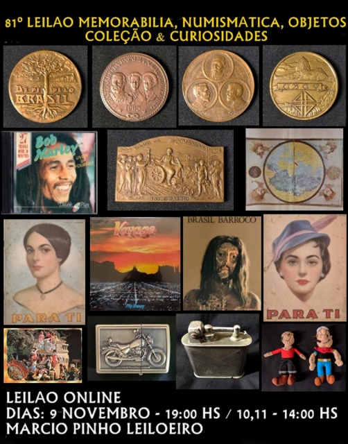 81º Leilão Memorabilia, Numismática, Objetos, Coleções e Curiosidades