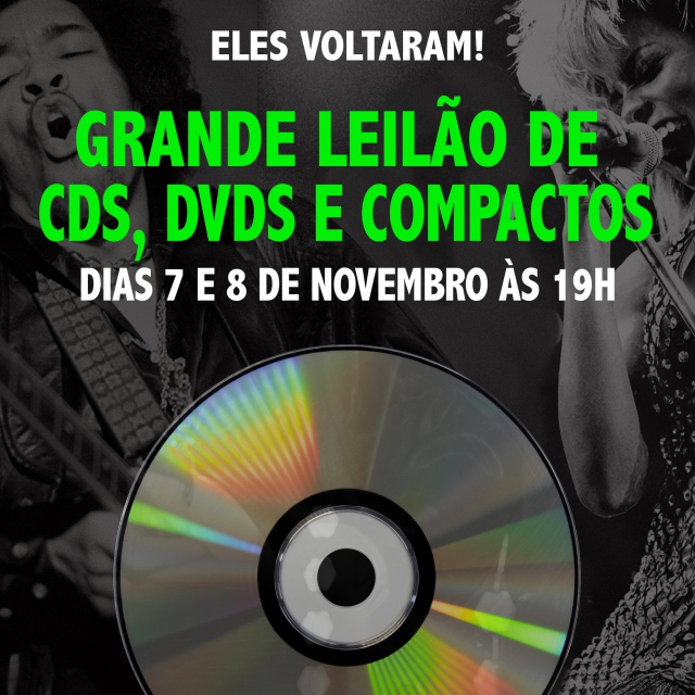 GRANDE LEILÃO DE CDS, DVDS E COMPACTOS