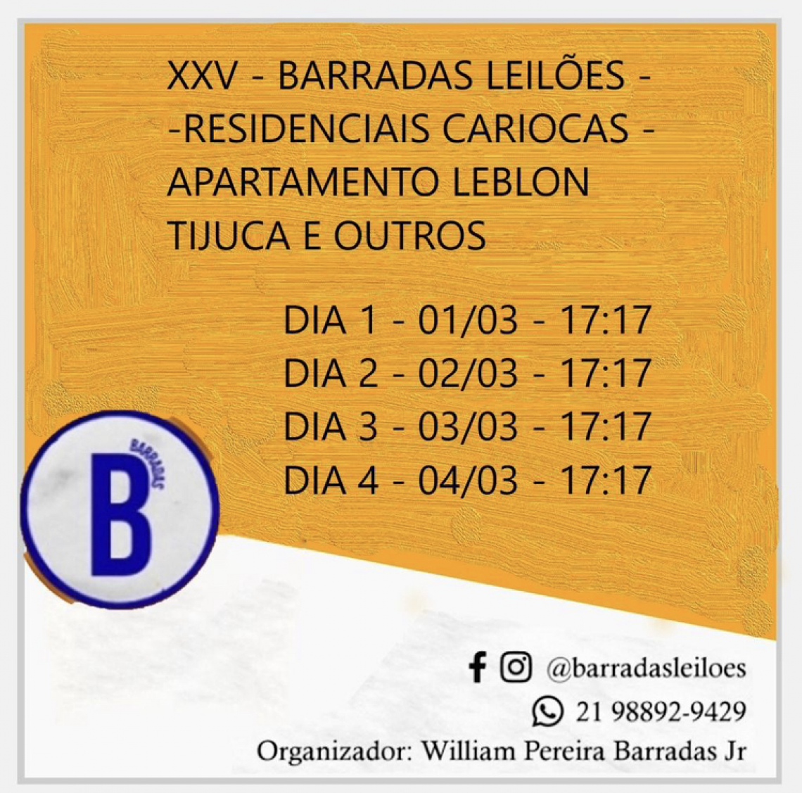 XXV Barradas Leilões - Residenciais Cariocas - Apartamento do Leblon e Tijuca e outros
