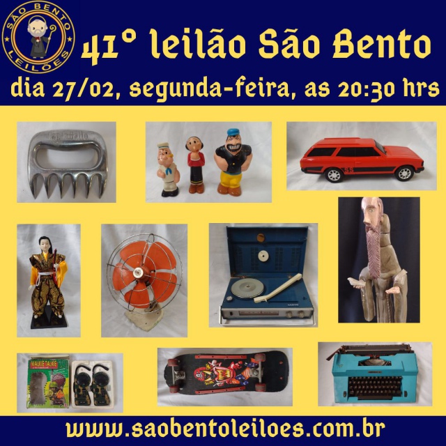 41º leilão São Bento de antiguidades brinquedos e colecionismo,