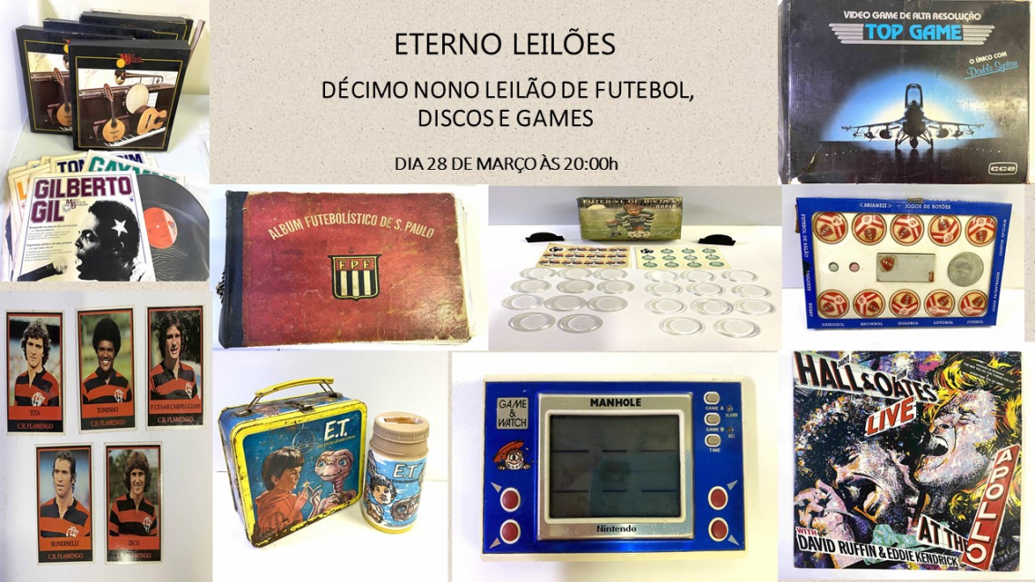DÉCIMO NONO LEILÃO DE FUTEBOL, DISCOS E GAMES