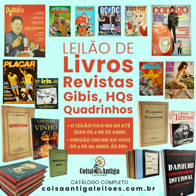 LEILÃO DE LIVROS , REVISTAS, ÁLBUMS, GIBIS, HQ E QUADRINHOS