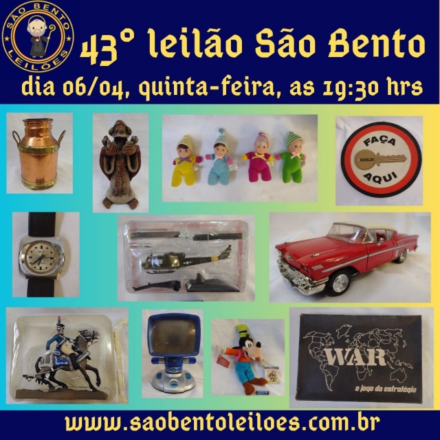 43º leilão São Bento de colecionismo, brinquedos e antiguidades