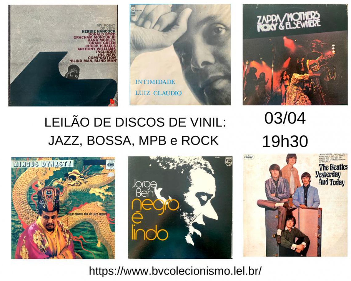 LEILÃO DE DISCOS DE VINIL: ACERVO DO PRODUTOR MUSICAL,  JAZZ, BOSSA, MPB, FORRÓ, FUNK, ROCK