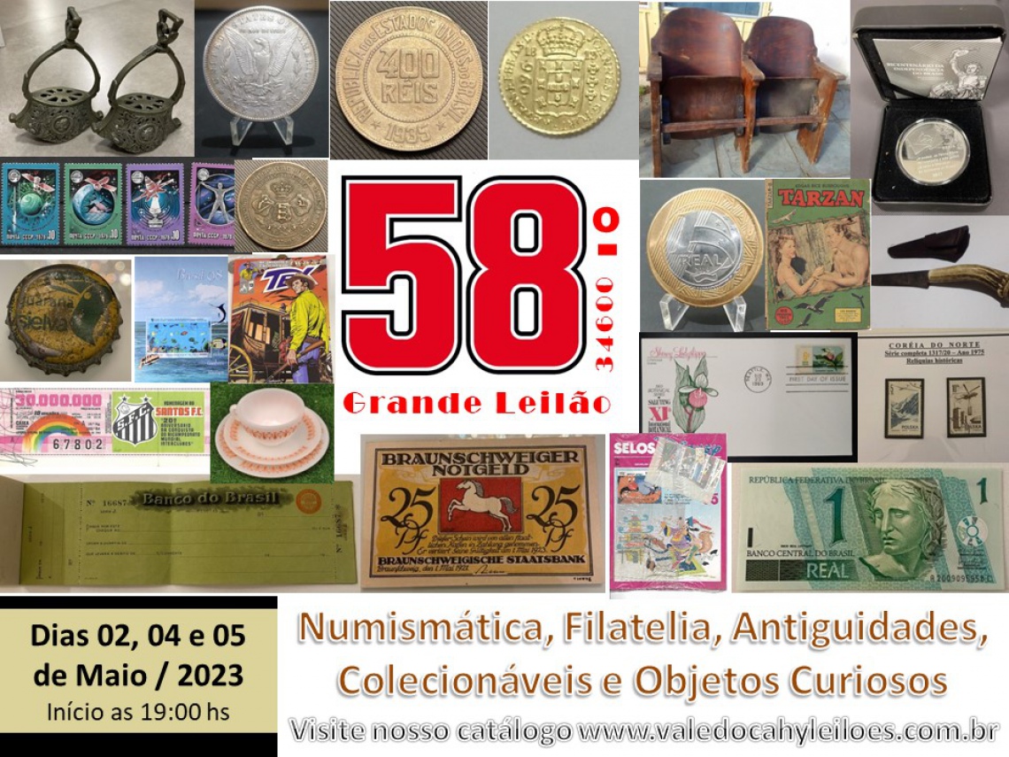58º Grande Leilão de Numismática, Filatelia, Antiguidades e Objetos Curiosos