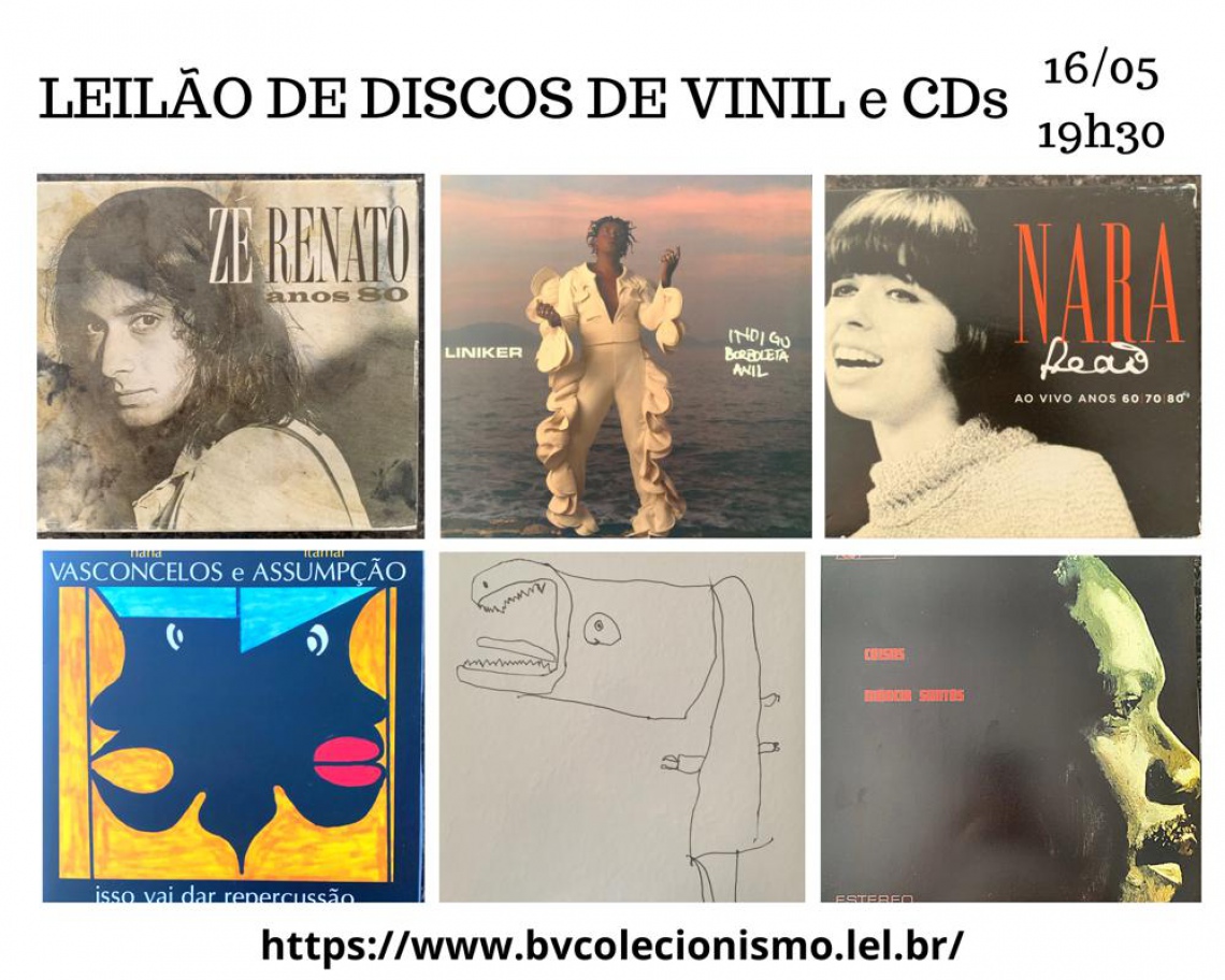 LEILÃO DE DISCOS DE VINIL E CDs.