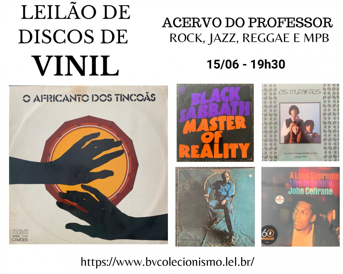LEILÃO DE DISCOS DE VINIL, ACERVO DO PROFESSOR: ROCK, JAZZ, REGGAE E MPB.