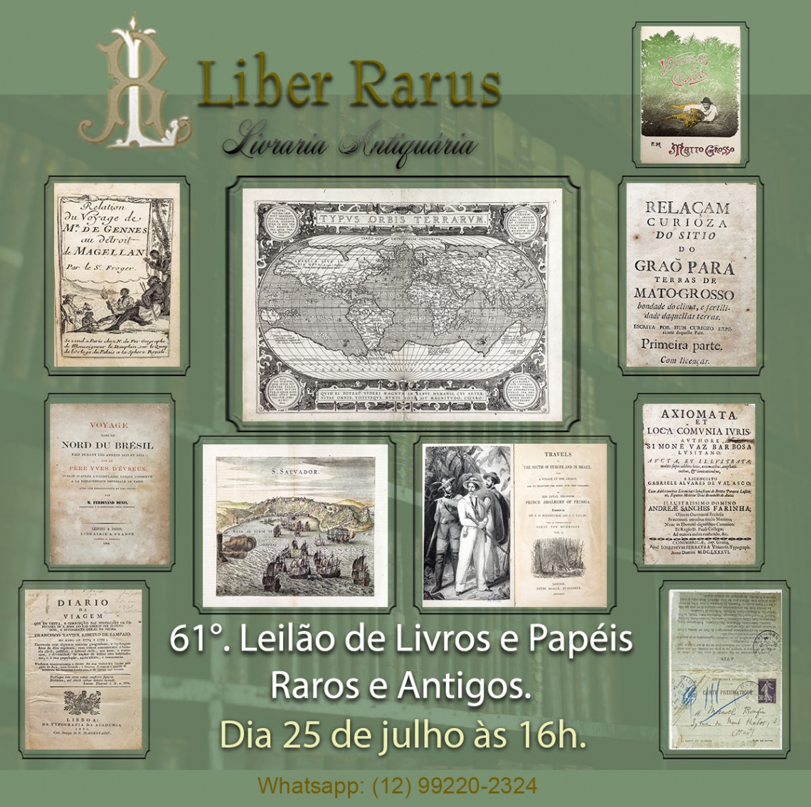 61º Leilão de Livros e Papéis Raros e Antigos - Liber Rarus - 25/07/2023 às 16h00