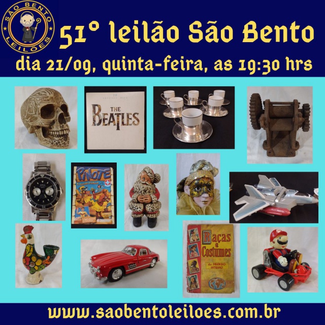 51º leilão São Bento antiguidades, brinquedos e colecionismo