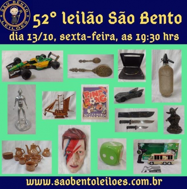 52º leilão São Bento antiguidades, brinquedos e colecionismo