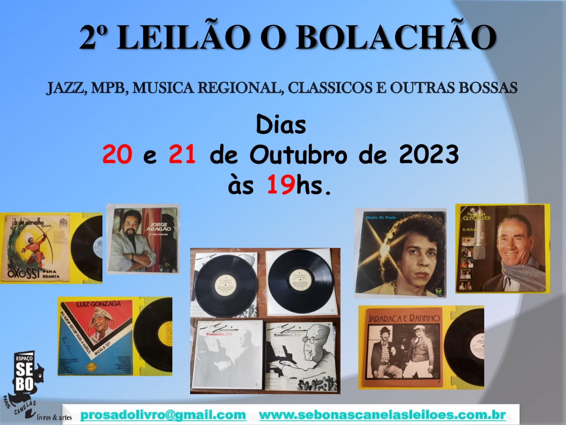 2º LEILÃO O BOLACHÃO: JAZZ, MPB, MUSICA REGIONAL, CLASSICOS E OUTRAS BOSSAS