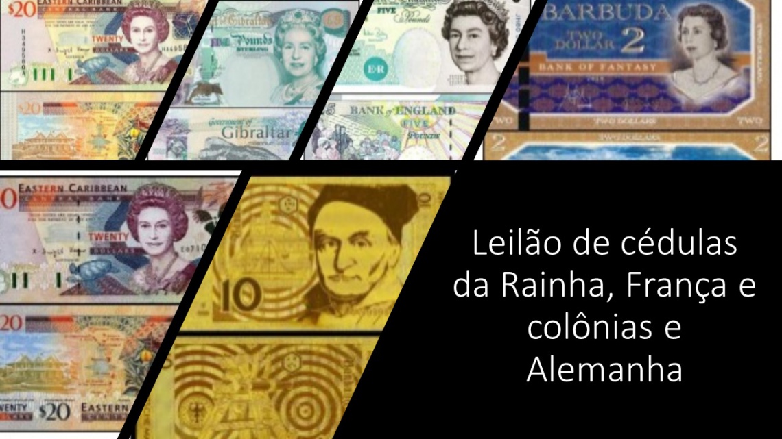 LEILÃO DE CÉDULAS DA RAINHA, FRANÇA E COLÔNIAS E ALEMANHA