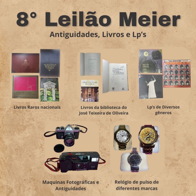 8 Leilão Meier - Edição com Livros da Biblioteca do José Teixeira de Oliveira, Lps e Antiguidades