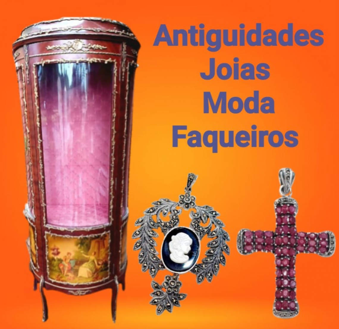 LEILÃO DE ANTIGUIDADES,  JOIAS, MODA EFAQUEIROS