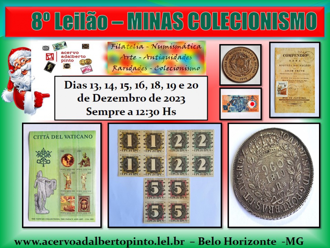 8º Leilão Prazer de Colecionar / Minas Colecionismo - Numismática, Filatelia, Colecionismo e Afins