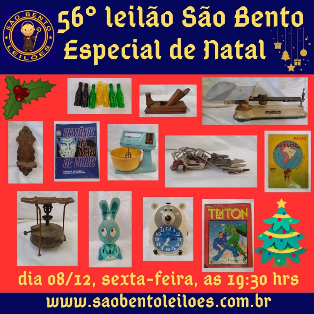 56º leilão São Bento especial de Natal! brinquedos, lps, antiguidades e colecionismo