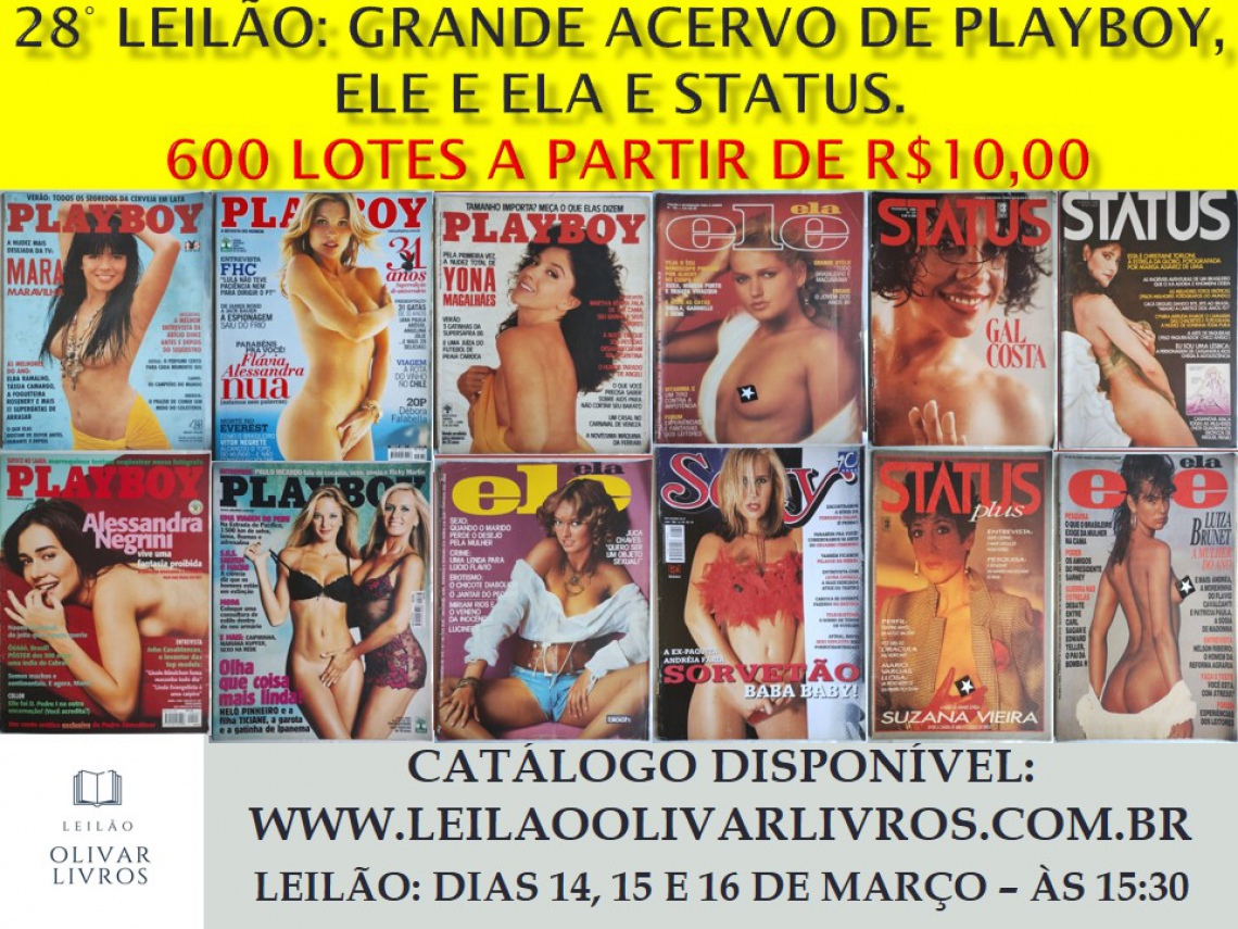 28 LEILÃO: GRANDE ACERVO DE PLAY, ELE E ELA E STATUS. COM 600 LOTES A PARTIR DE R$10,00