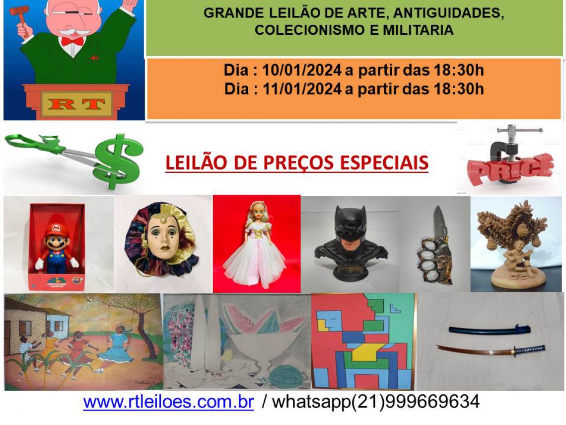 LEILÃO DE ARTE E ANTIGUIDADES, COLECIONISMO , MILITARIA